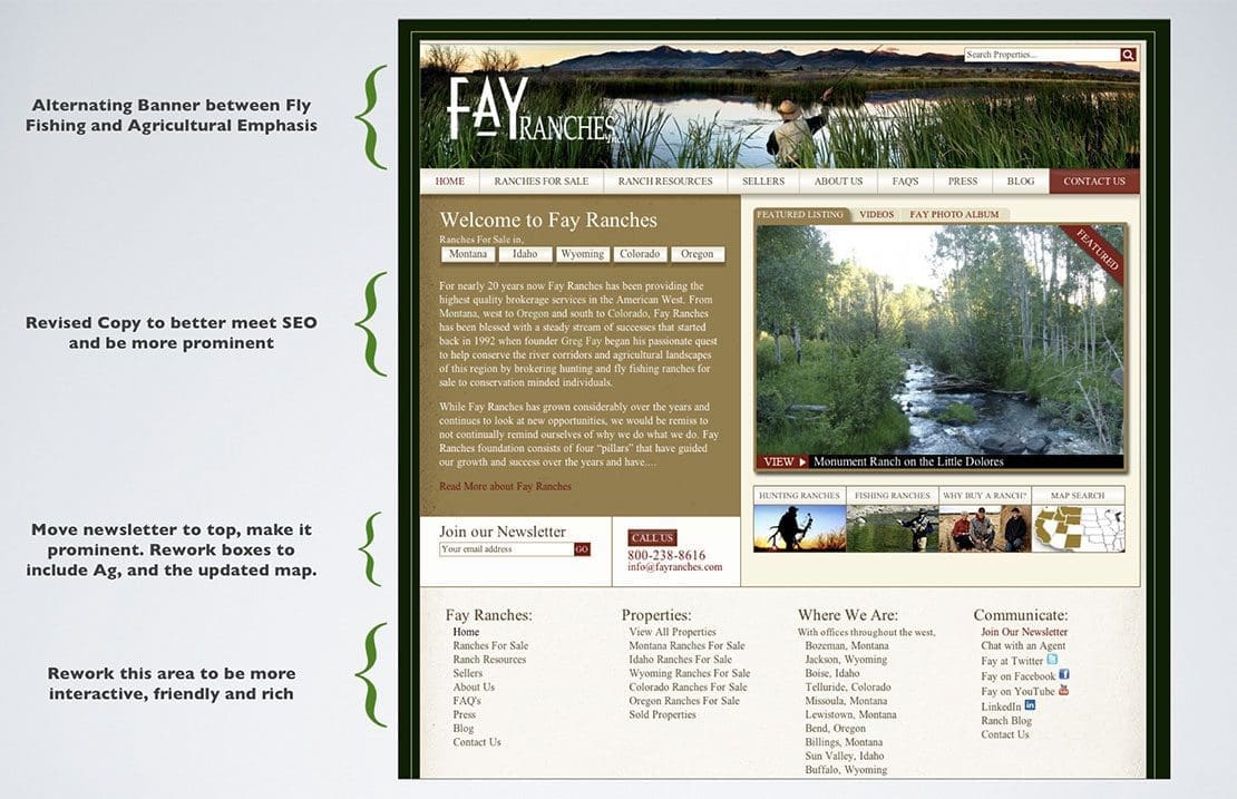 screenshot of Fay Ranches website