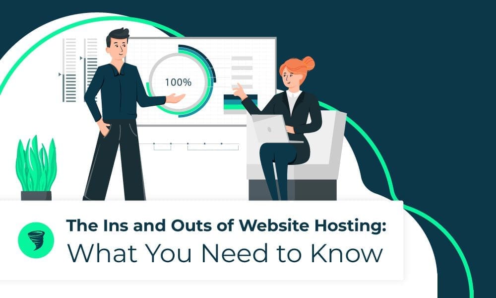 characters analyzing website performance and hosting.