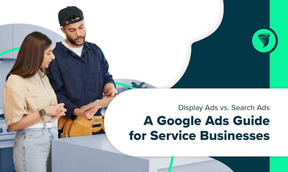 HVAC Maintenance worker helping customer/client with issues. "Display Ads vs. Search Ads: A Google Ads Guide for Service Businesses"